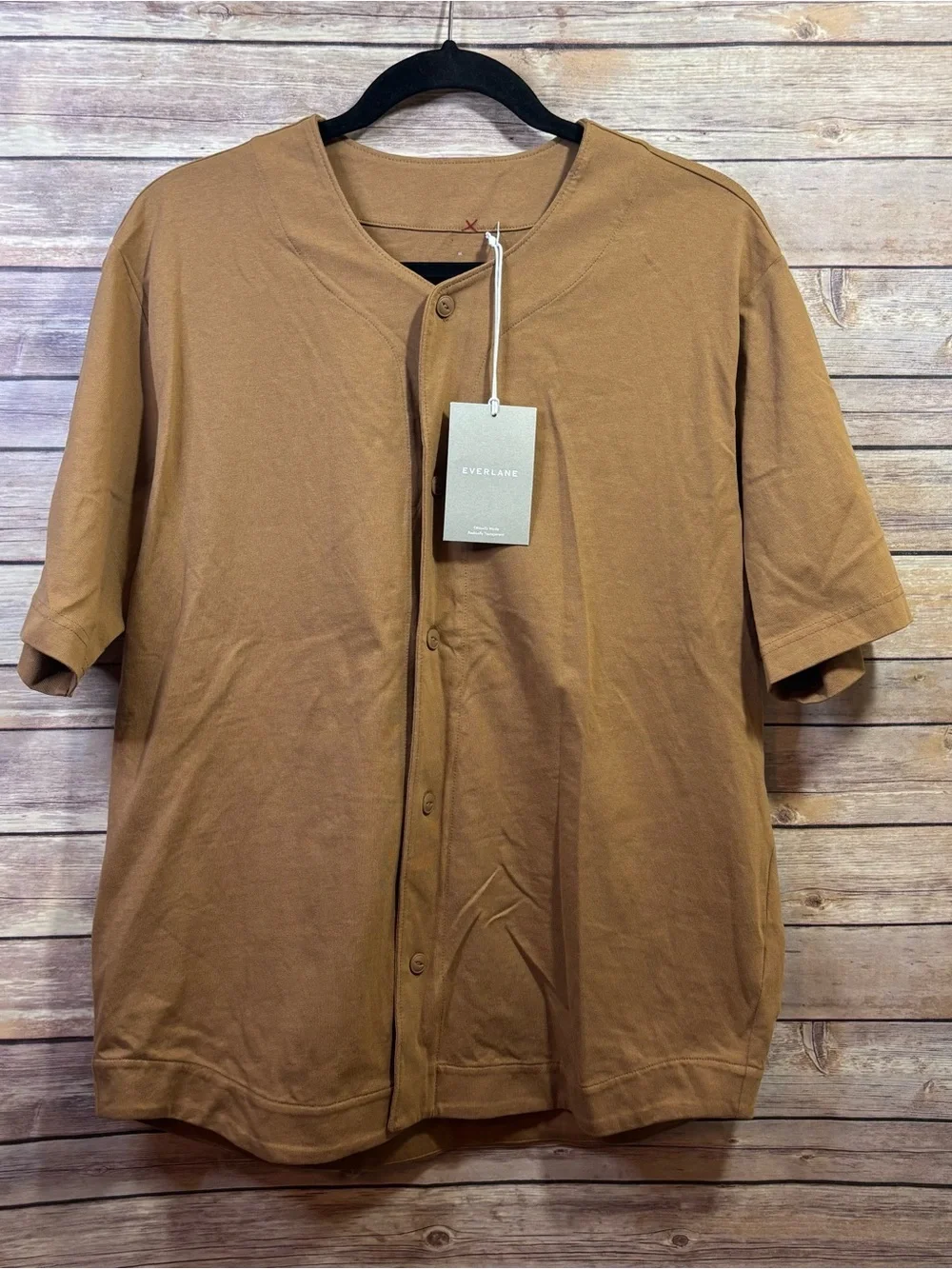 NWT Everlane Men's The Premium Weight Baseball Tee Jersey Brown Short Sleeve M - Picture 2 of 7